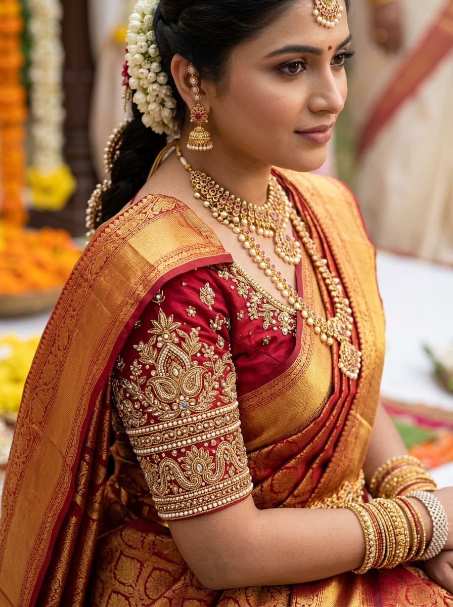 Intricate Antique Zardozi Handcrafted Bridal Blouse